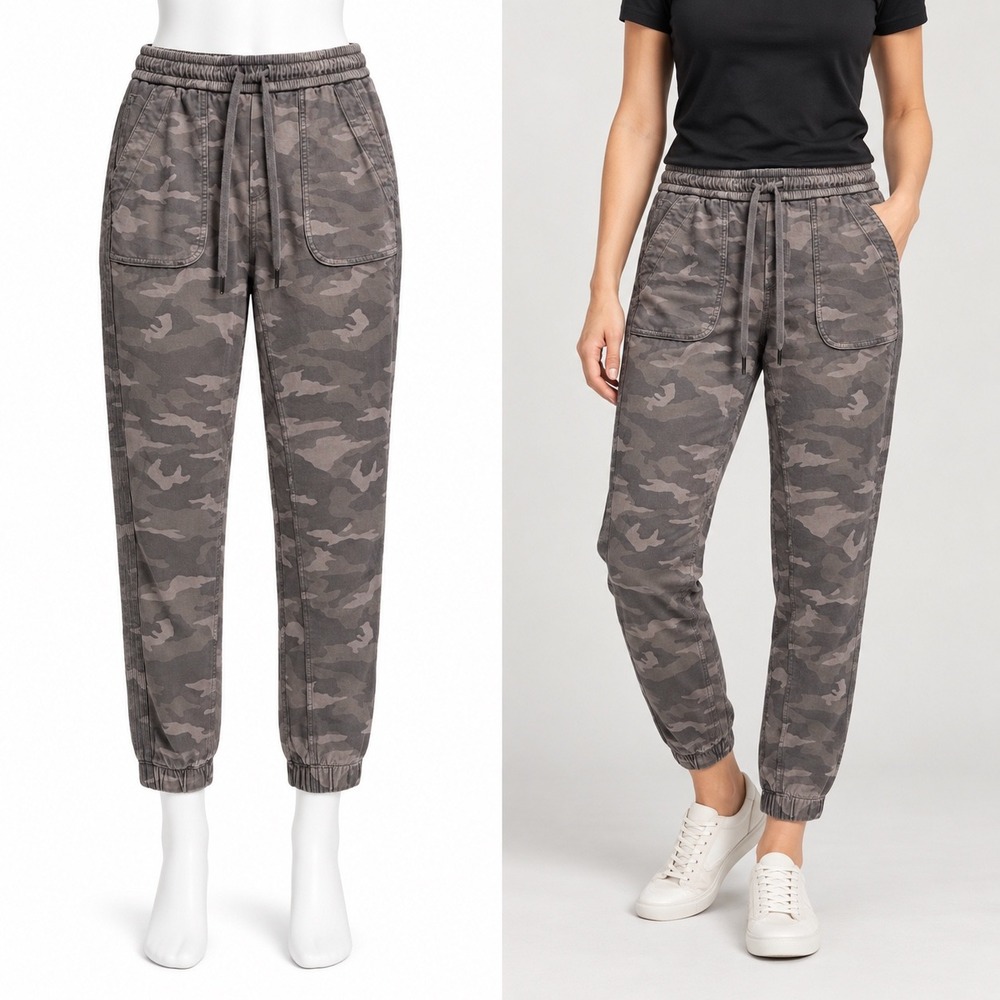 Athleta Camo Farallon Jogger Women 10 Brown Organic Cotton Stretch Cargo Pants